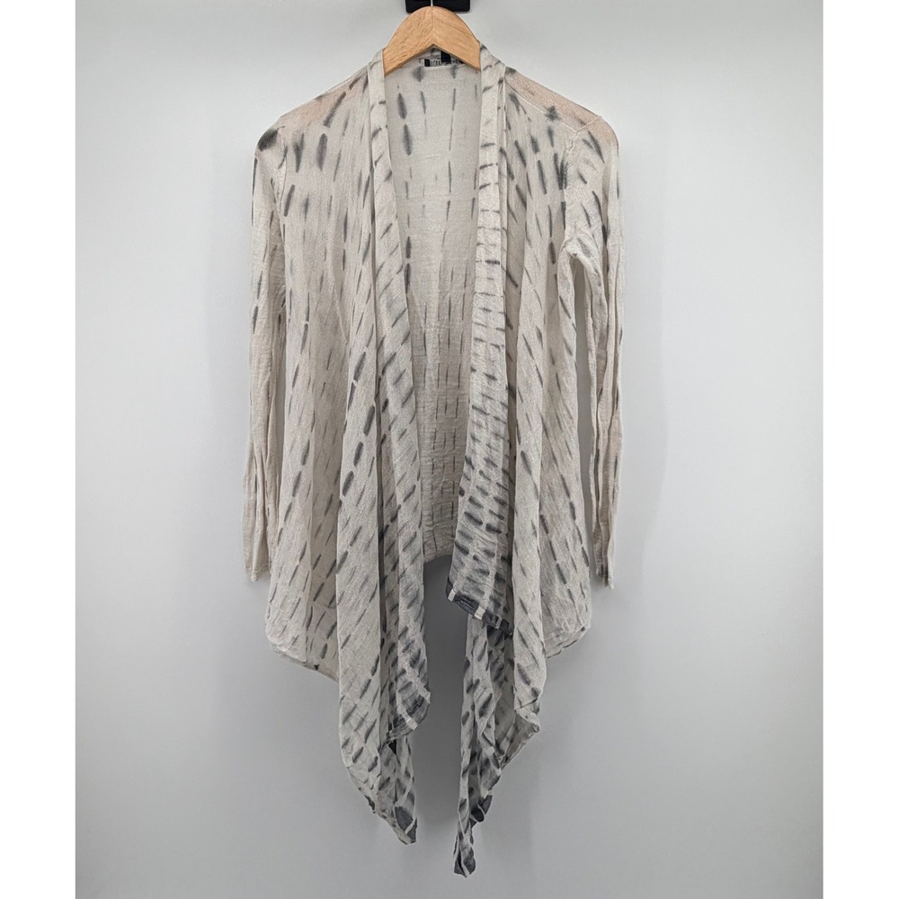 Eileen Fisher Baby Alpaca Silk Cardigan Womens XS Grey Tie Dye Open Front Knit